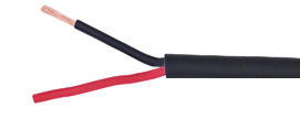 16 gauge twisted pair exposed speaker wire.