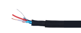 Conductors in a 3 pin DMX lighting controller cable.